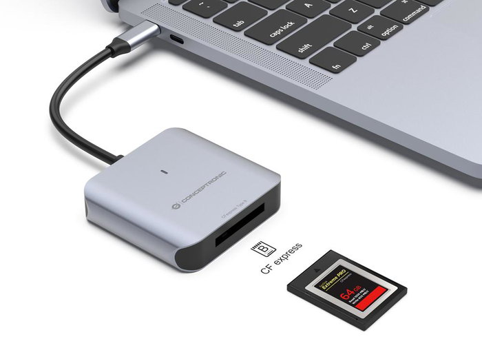 Conceptronic BIAN08G Lecteur de cartes USB-C 3.2 Gen 2, Gris, 2 To