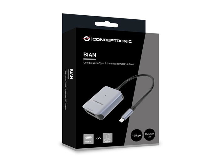 Conceptronic BIAN08G Lecteur de cartes USB-C 3.2 Gen 2, Gris, 2 To