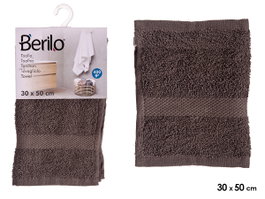 Berilo Toaille de toilette unie 30x50 cm Gris - 80% coton 20% polyester (Set de 36)