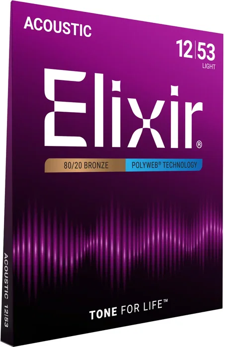 ELIXIR Jeu de cordes acoustiques 80/20 Bronze POLYWEB Light 12-53