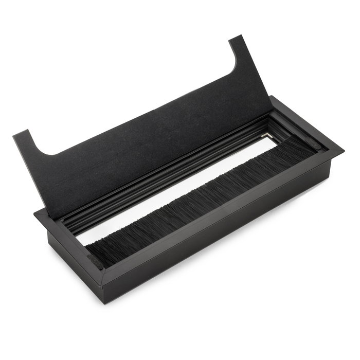 Emuca Passe-câbles de table Quadrum rectangulaire 269x80mm Noir
