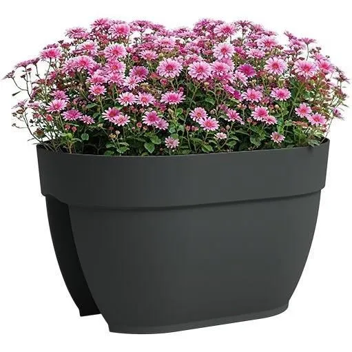 Artevasi Jardinière de balcon CAPRI CAMPANA - 40 ma - Plastique anthracite - 39 x 25,6 x 22,5 cm - Décoration extérieure