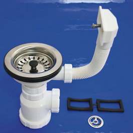 WOLFPACK LINEA PROFESIONAL Siphon bouteille T-2-CR avec trop-plein et bonde panier