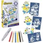 LANSAY Blopens Minions - Kit de création de dessins avec effet aérographe - Inclut des pochoirs réutilisables et des bouchons lavables - Dès 5 ans