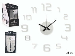 Giftdecor Horloge Adhésive 35 cm Satinée Argent Plastique EVA PET PP (Set de 12)