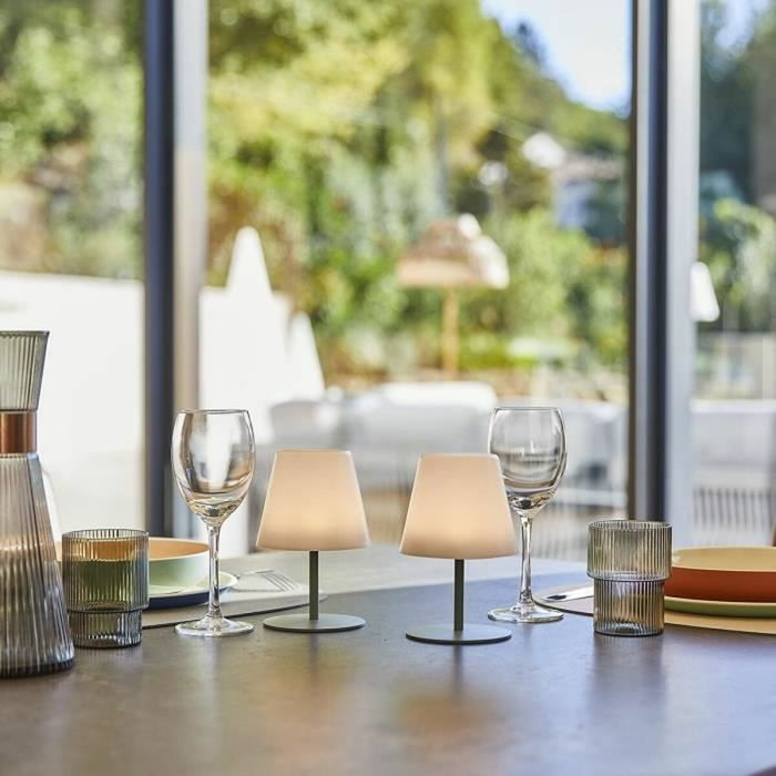Lumisky Set de 2 lampes de table sans fil TWINS Olive Vert 16 cm