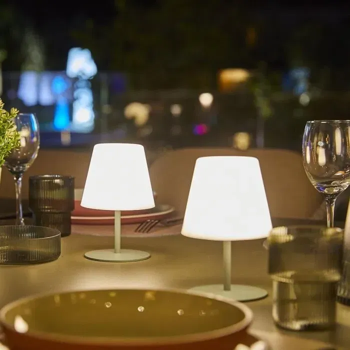 Lumisky TWINS Set de 2 lampes de table LED sans fil design moderne couleur olive 16 cm Hauteur - éclairage d'ambiance Lumisky TWINS Set de 2 lampes de table LED sans fil design moderne couleur olive 16 cm Hauteur - éclairage d'ambiance