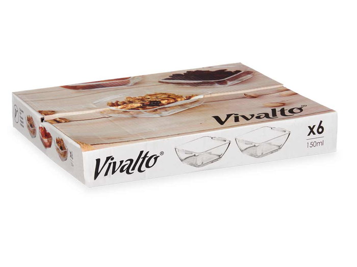 Vivalto Cazuela en Verre Apéritif Carrée avec Anses 150 ml 10x3x9 cm (Set de 36)