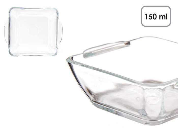 Vivalto Cazuela en Verre Apéritif Carrée avec Anses 150 ml 10x3x9 cm (Set de 36)