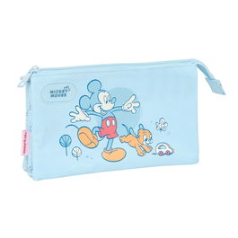 Trousse Fourre-Tout Triple Mickey Mouse Clubhouse Baby Bleu clair 22 x 12 x 3 cm