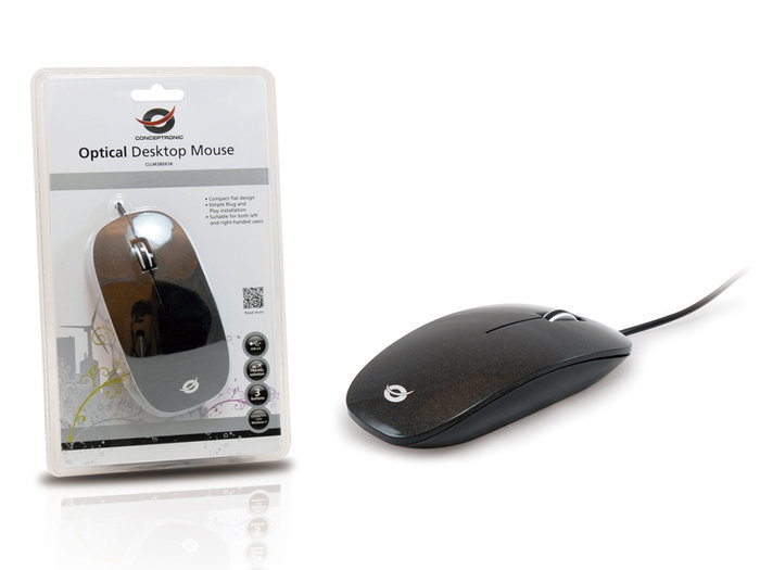 Conceptronic Souris Optique USB CLLM3BDESK, Ambidextre, 3 Boutons, 800 DPI - Noir et Gris Conceptronic Souris Optique USB CLLM3BDESK, Ambidextre, 3 Boutons, 800 DPI - Noir et Gris
