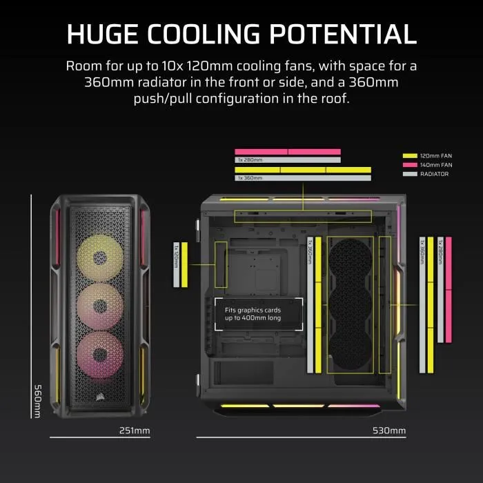 Corsair Boîtier PC 5000T LX RGB - Moyen Tour Noir - iCUE LINK - Ventilateurs et éclairage Aurora RGB inclus Corsair Boîtier PC 5000T LX RGB - Moyen Tour Noir - iCUE LINK - Ventilateurs et éclairage Aurora RGB inclus
