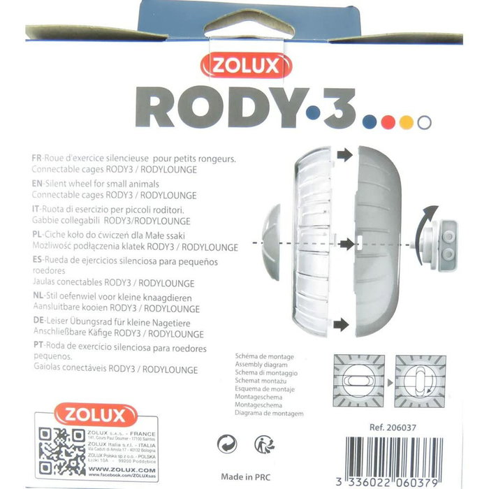 Zolux Roue d'exercice silencieuse bleue pour cages Rody3 et Rodylounge