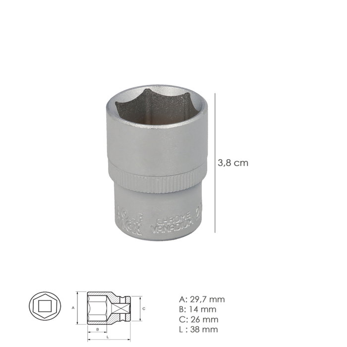 WOLFPACK LINEA PROFESIONAL Clé à douille 1/2'' hexagonale 22 mm