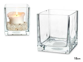 GIFTDECOR Porte-bougies en Cristal 15x15 Transparente