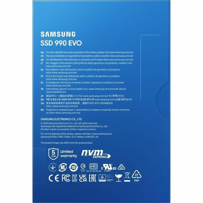 Samsung SSD 990 EVO 2 To NVMe M.2 Samsung SSD 990 EVO 2 To NVMe M.2