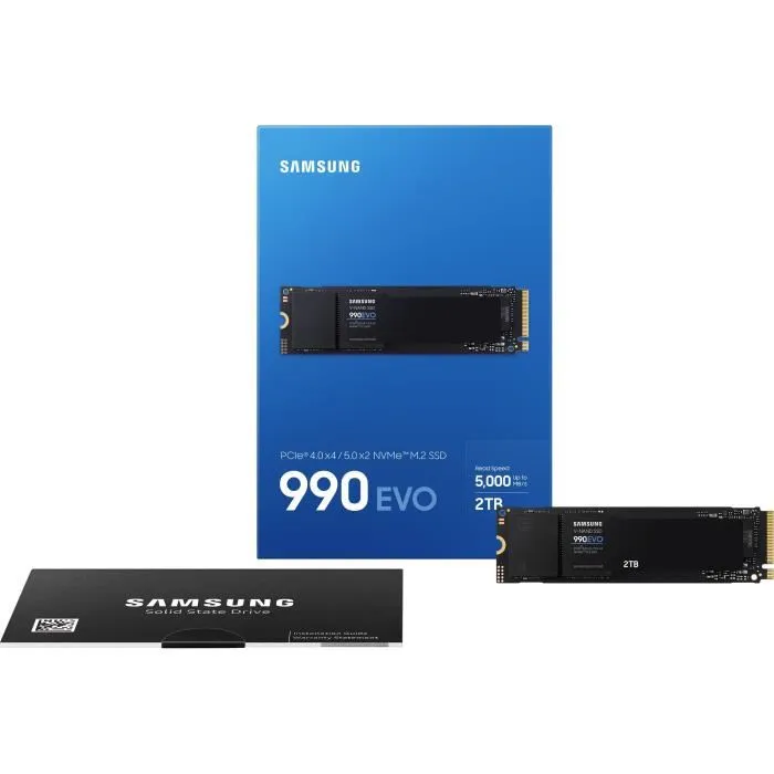 Samsung SSD Interne 990 EVO 2 To NVMe M.2 PCIe 4.0 x4 5000 Mo/s MZ-V9E2T0BW
