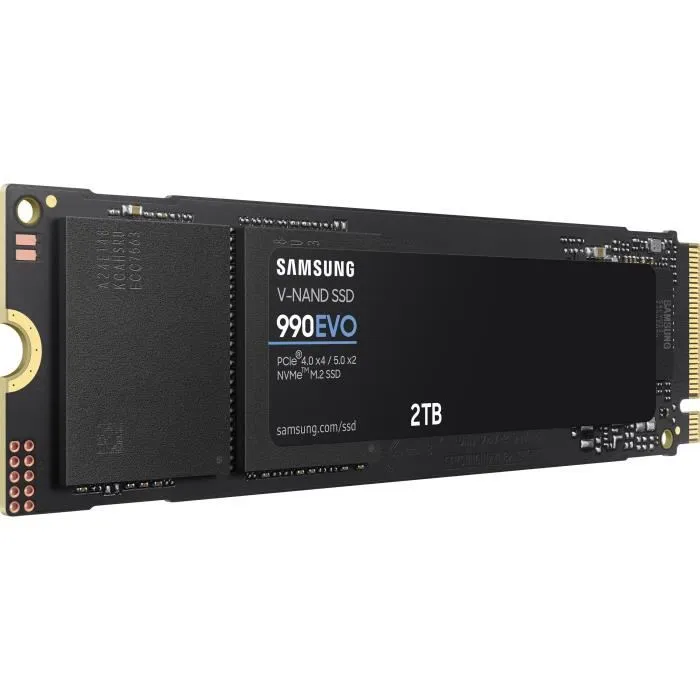 Samsung SSD Interne 990 EVO 2 To NVMe M.2 PCIe 4.0 x4 5000 Mo/s MZ-V9E2T0BW