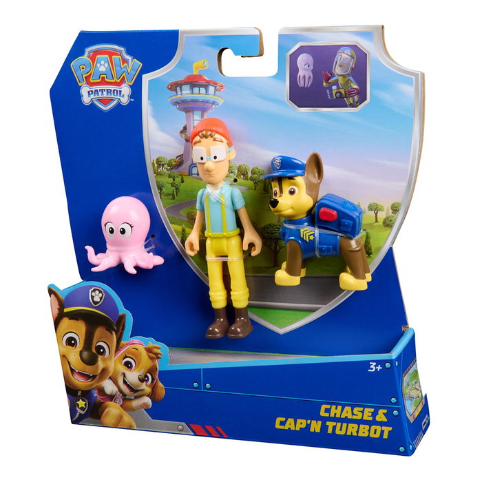 Spin Master - Pack de Figurines Pat'Patrouille Chase et Capitaine Turbot - Figures Articulées - 6,3 cm et 10,1 cm - Dès 3 ans