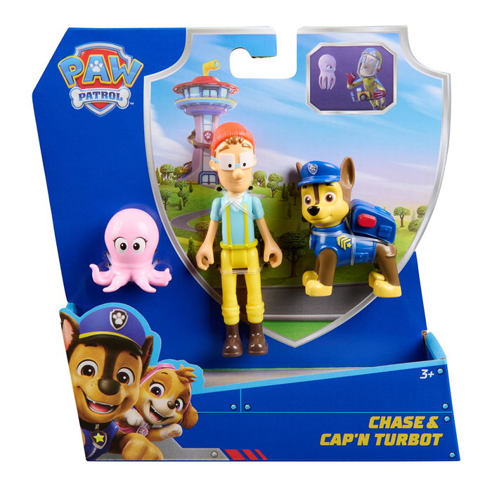 Spin Master - Pack de Figurines Pat'Patrouille Chase et Capitaine Turbot - Figures Articulées - 6,3 cm et 10,1 cm - Dès 3 ans