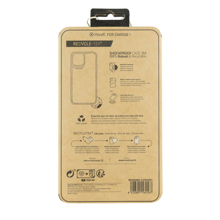 Muvit Recycletek Shockproof 2M Coque pour Apple iPhone Protection 2m Hauteur Recyclé Flexible Anti-Chocs