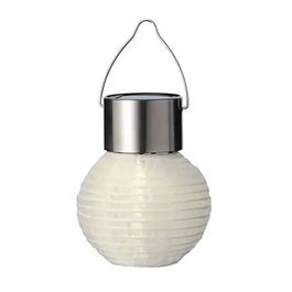 Lumineo Farolillo solaire rond blanc avec poignée, Ø7 x 9,5 cm