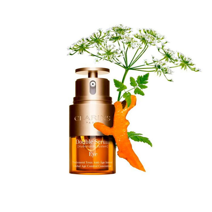 Clarins Double Sérum Yeux Anti-Âge 20 ml | Soin Contour des Yeux avec 96% d'Ingrédients Naturels et 13 Extraits Végétaux, Anti-Rides, Anti-Poches, Anti-Cernes, Éclaircit le Regard