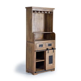 GINER Y COLOMER - Buffet bibliothèque industriel en acacia et métal, couleur naturel - 170 x 75 x 38 cm