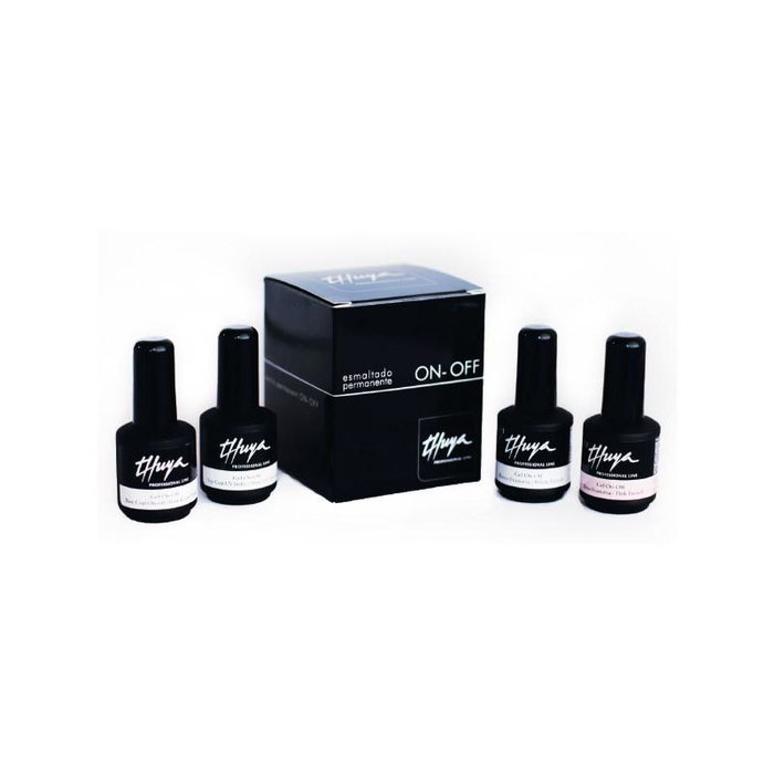 Thuya Kit Manicure Française On-Off Permanent avec Gel Top Coat Brillant, Base Coat, Gel Blanc et Gel Rose Thuya Kit Manicure Française On-Off Permanent avec Gel Top Coat Brillant, Base Coat, Gel Blanc et Gel Rose