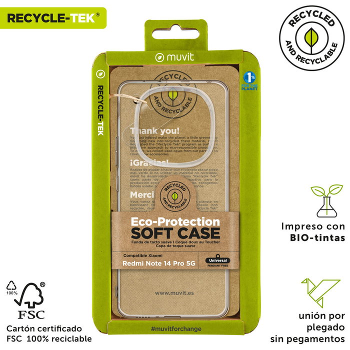 Protection pour téléphone portable Muvit Xiaomi Redmi Note 14 Pro 5G Transparent