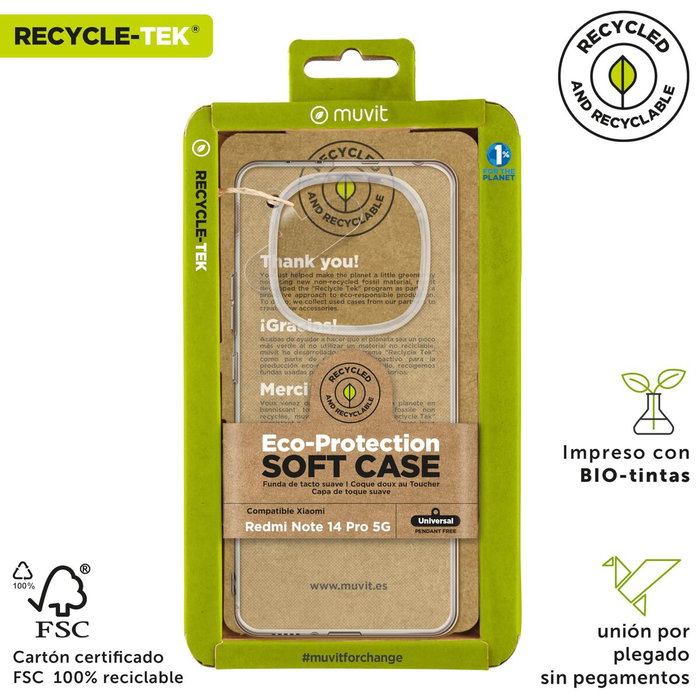 Protection pour téléphone portable Muvit Xiaomi Redmi Note 14 Pro 5G Transparent