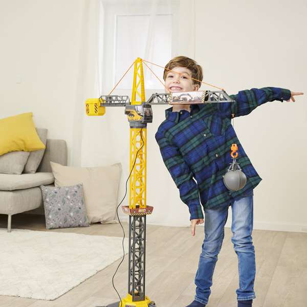 Smoby Mighty Crane Grue Radiocommandée 110 cm avec Rotation à 360°, pour Enfants dès 3 ans, Montage Requis, Fonctionne sur Piles