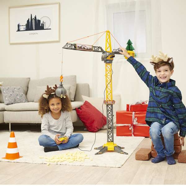 Smoby Mighty Crane Grue Radiocommandée 110 cm avec Rotation à 360°, pour Enfants dès 3 ans, Montage Requis, Fonctionne sur Piles