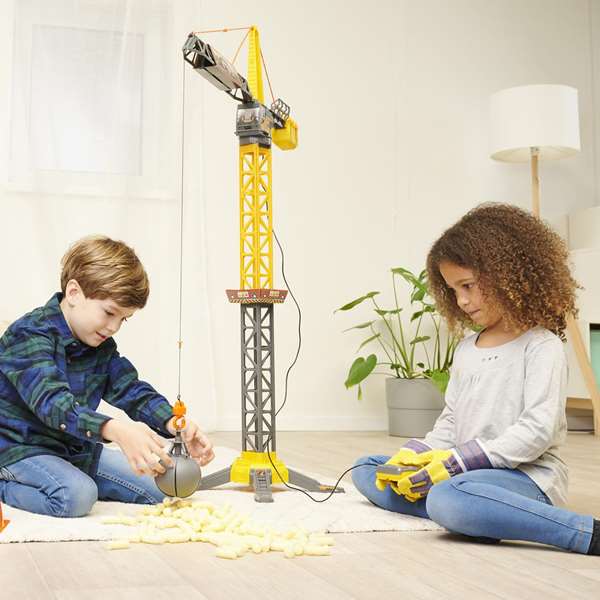 Smoby Mighty Crane Grue Radiocommandée 110 cm avec Rotation à 360°, pour Enfants dès 3 ans, Montage Requis, Fonctionne sur Piles