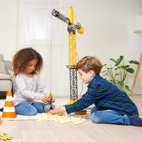 Smoby Mighty Crane Grue Radiocommandée 110 cm avec Rotation à 360°, pour Enfants dès 3 ans, Montage Requis, Fonctionne sur Piles