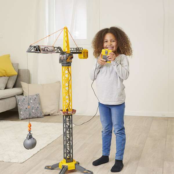 Smoby Mighty Crane Grue Radiocommandée 110 cm avec Rotation à 360°, pour Enfants dès 3 ans, Montage Requis, Fonctionne sur Piles