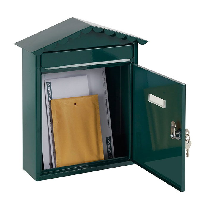 Arregui Boîte aux lettres individuelle extérieure Visit acier vert 30 x 11 x 36 cm