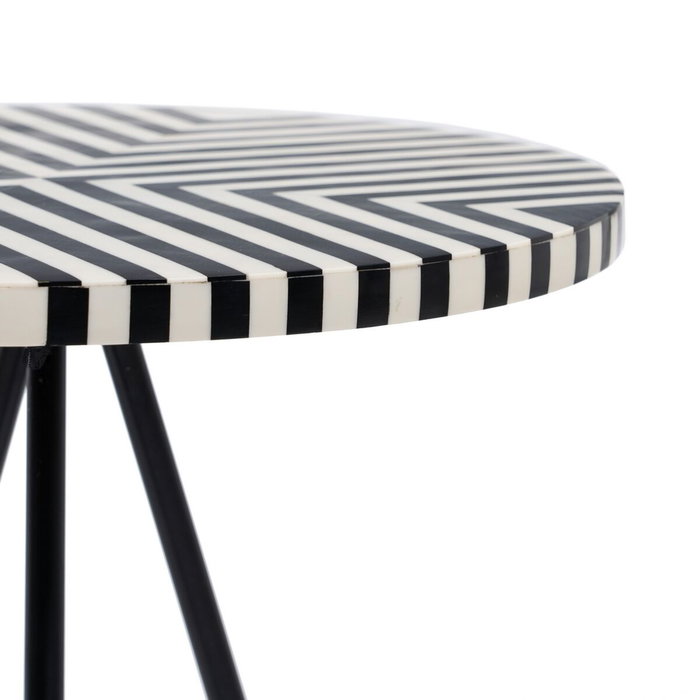 BigBuy Home Table d'appoint Blanc Noir Ronde