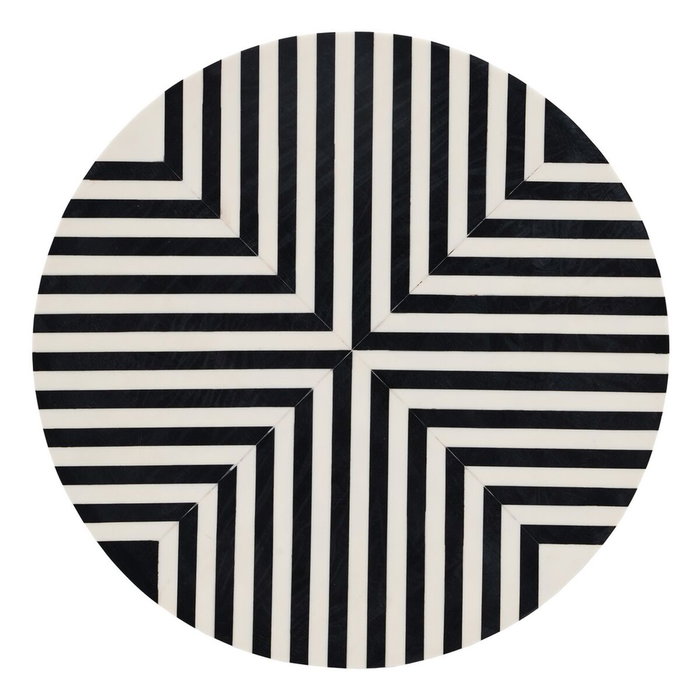 BigBuy Home Table d'appoint Blanc Noir Ronde