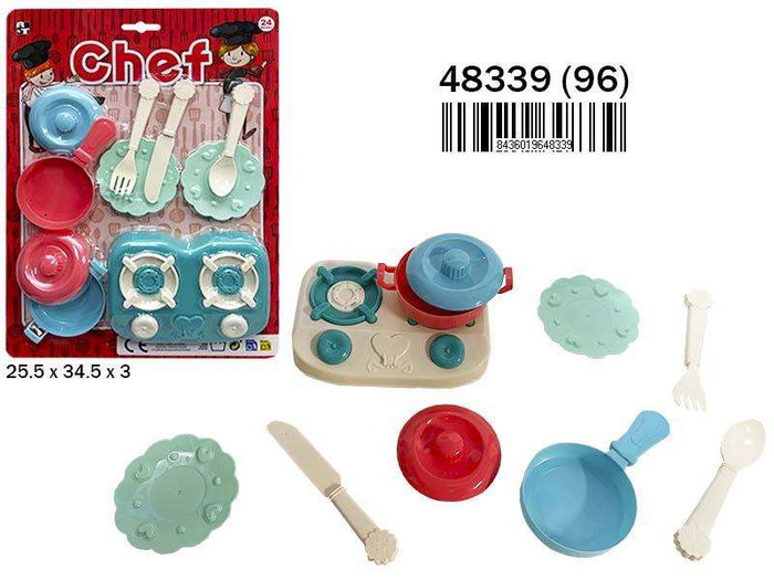 Rama Cuisine de Chef pour Enfant avec Accessoires - Dimensions: 25.5 x 34.5 x 3 cm, Multilingue (Espagnol, Anglais, Français, Portugais) - Jeu d'Imitation Recommandé 18 Mois et Plus