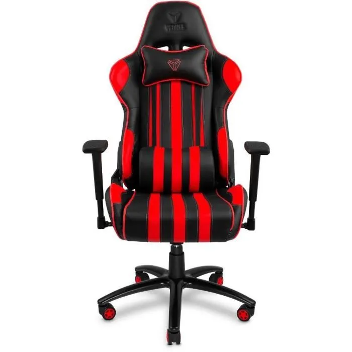 YENKEE Chaise Gaming SABOTAGE YGC 100RD Rouge - Réglable en Hauteur, Pivotante, Cuir PU, Charge 150 kg, Confort Jeu