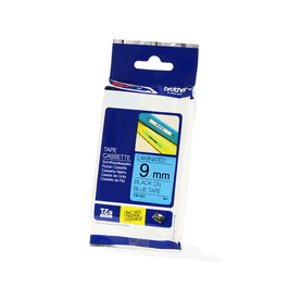 Brother TZE-521 / TZE521 Ruban d'impression noir sur fond bleu pour étiqueteuse