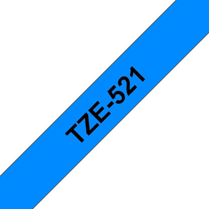 Brother TZE521 Ruban d'étiquetage laminé 9 mm x 8 m, Bleu/Noir Brother TZE521 Ruban d'étiquetage laminé 9 mm x 8 m, Bleu/Noir