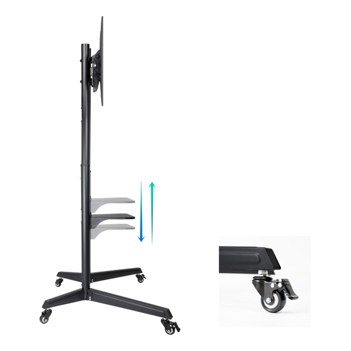 Tooq FS1170M-B Support Sol TV avec Bandeau, pour Écrans 37"-70", VESA 100x100 à 600x400, Noir