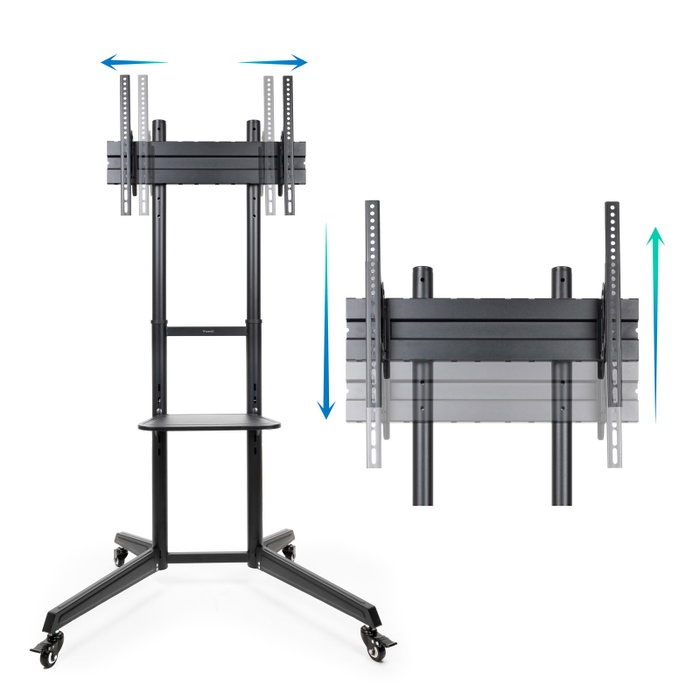 Tooq FS1170M-B Support Sol TV avec Bandeau, pour Écrans 37"-70", VESA 100x100 à 600x400, Noir