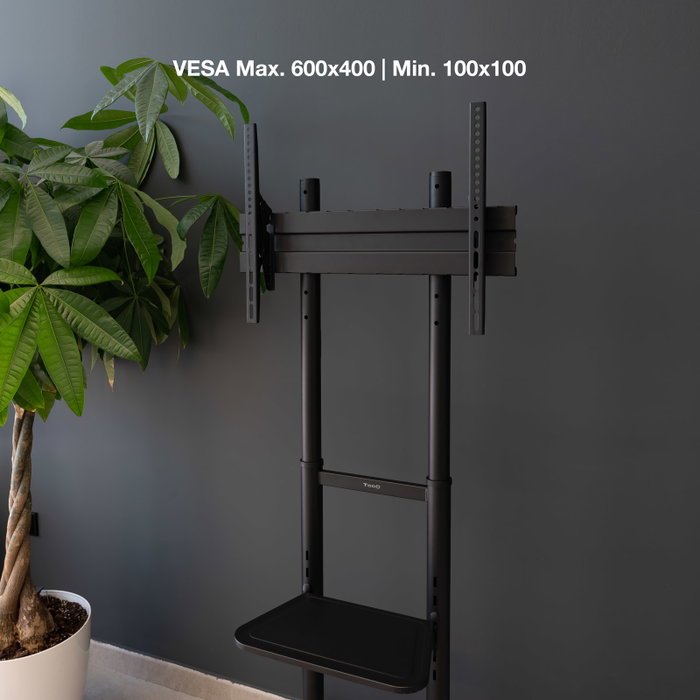 Tooq FS1170M-B Support Sol TV avec Bandeau, pour Écrans 37"-70", VESA 100x100 à 600x400, Noir