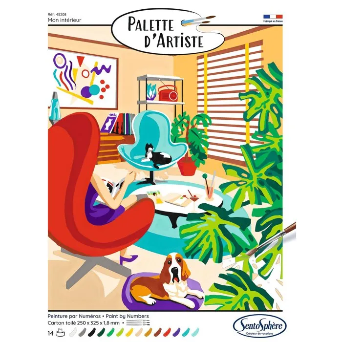 Sentosphere - Peinture acrylique par numéros pour adultes - Palette d'artiste - 21 tableaux en carte toilée - Ingédients 50% bio - Satiné