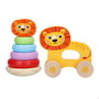 Color Baby - Arrastre Animaux en Bois avec Tours Empilables, 21.5x95x15 cm - Modèles Assortis