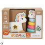 Color Baby - Arrastre Animaux en Bois avec Tours Empilables, 21.5x95x15 cm - Modèles Assortis