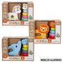 Color Baby - Arrastre Animaux en Bois avec Tours Empilables, 21.5x95x15 cm - Modèles Assortis